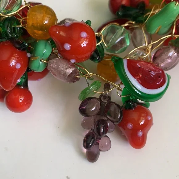 Sold 💐Fruity Murano glass statement Necklace - Picture 4 of 12